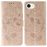 玫瑰蝴蝶壓紋皮革手機殼，適用於 iPhone 17e / 16e、iPhone 17 Pro Max、iPhone 17 Pro、iPhone 17、iPhone Air