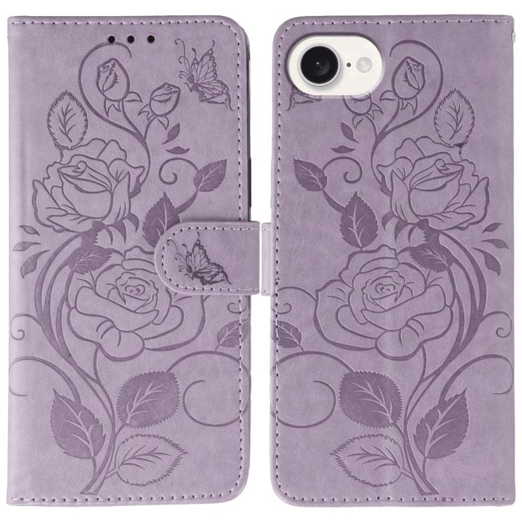 玫瑰蝴蝶壓紋皮革手機殼，適用於 iPhone 17e / 16e、iPhone 17 Pro Max、iPhone 17 Pro、iPhone 17、iPhone Air