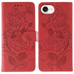 玫瑰蝴蝶壓紋皮革手機殼，適用於 iPhone 17e / 16e、iPhone 17 Pro Max、iPhone 17 Pro、iPhone 17、iPhone Air