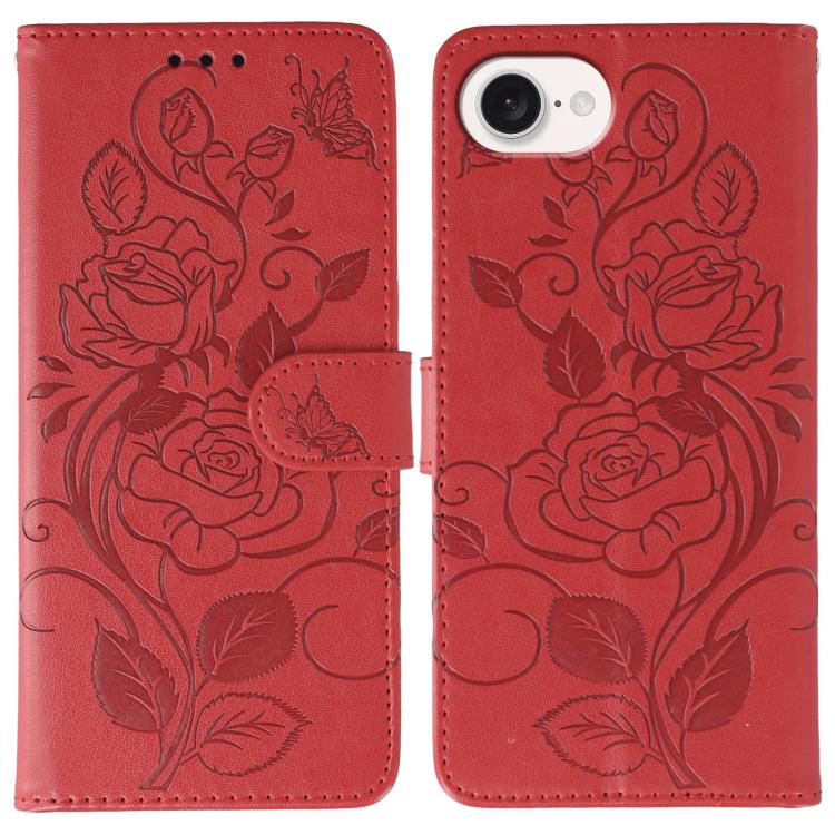 玫瑰蝴蝶壓紋皮革手機殼，適用於 iPhone 17e / 16e、iPhone 17 Pro Max、iPhone 17 Pro、iPhone 17、iPhone Air