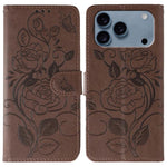 玫瑰蝴蝶壓紋皮革手機殼，適用於 iPhone 17e / 16e、iPhone 17 Pro Max、iPhone 17 Pro、iPhone 17、iPhone Air