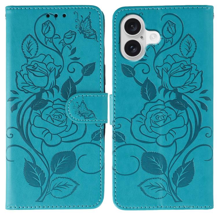 玫瑰蝴蝶壓紋皮革手機殼，適用於 iPhone 17e / 16e、iPhone 17 Pro Max、iPhone 17 Pro、iPhone 17、iPhone Air