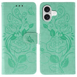 玫瑰蝴蝶壓紋皮革手機殼，適用於 iPhone 17e / 16e、iPhone 17 Pro Max、iPhone 17 Pro、iPhone 17、iPhone Air