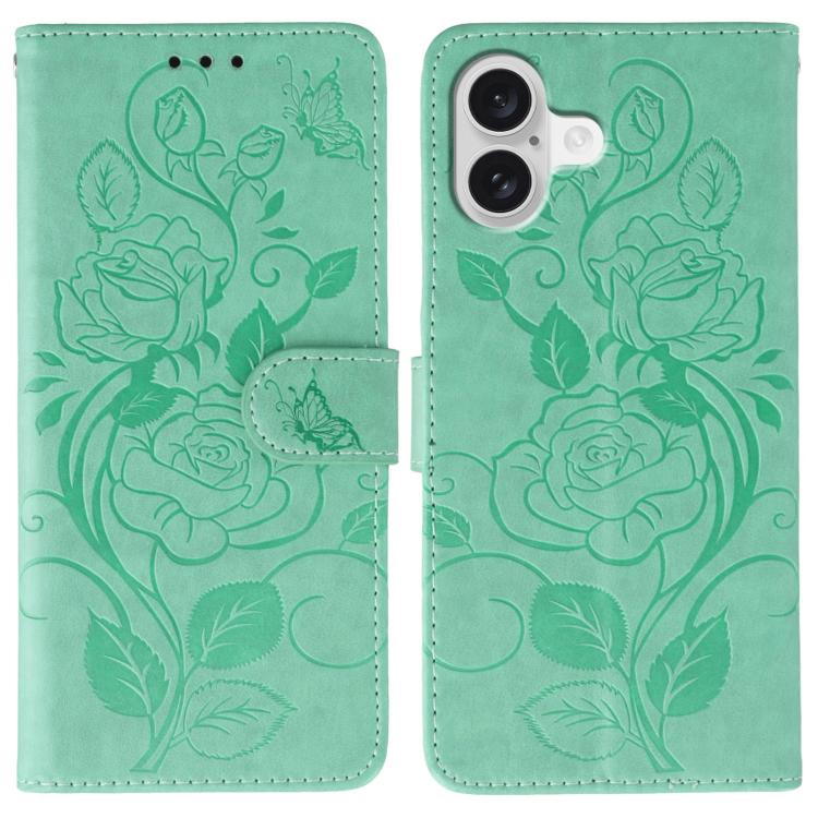玫瑰蝴蝶壓紋皮革手機殼，適用於 iPhone 17e / 16e、iPhone 17 Pro Max、iPhone 17 Pro、iPhone 17、iPhone Air