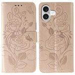 玫瑰蝴蝶壓紋皮革手機殼，適用於 iPhone 17e / 16e、iPhone 17 Pro Max、iPhone 17 Pro、iPhone 17、iPhone Air