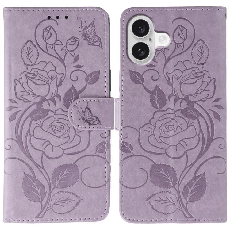 玫瑰蝴蝶壓紋皮革手機殼，適用於 iPhone 17e / 16e、iPhone 17 Pro Max、iPhone 17 Pro、iPhone 17、iPhone Air