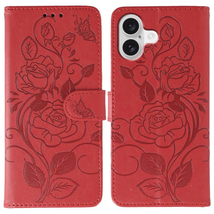 玫瑰蝴蝶壓紋皮革手機殼，適用於 iPhone 17e / 16e、iPhone 17 Pro Max、iPhone 17 Pro、iPhone 17、iPhone Air