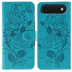 玫瑰蝴蝶壓紋皮革手機殼，適用於 iPhone 17e / 16e、iPhone 17 Pro Max、iPhone 17 Pro、iPhone 17、iPhone Air