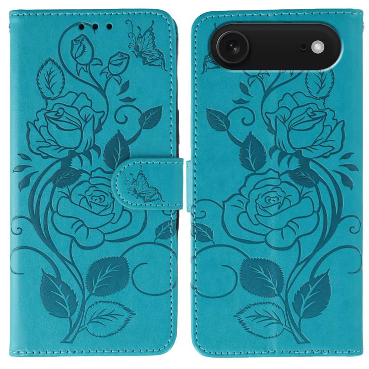 玫瑰蝴蝶壓紋皮革手機殼，適用於 iPhone 17e / 16e、iPhone 17 Pro Max、iPhone 17 Pro、iPhone 17、iPhone Air