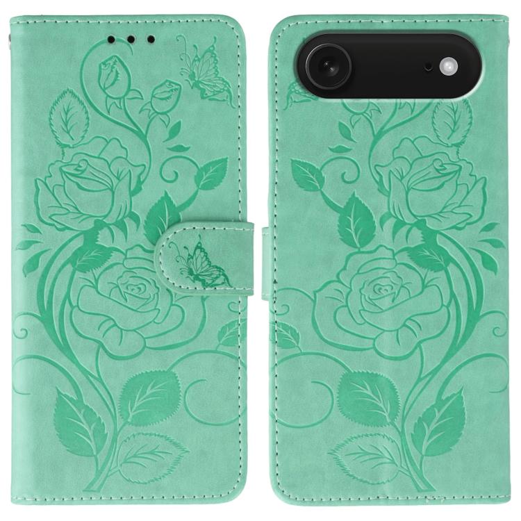 玫瑰蝴蝶壓紋皮革手機殼，適用於 iPhone 17e / 16e、iPhone 17 Pro Max、iPhone 17 Pro、iPhone 17、iPhone Air