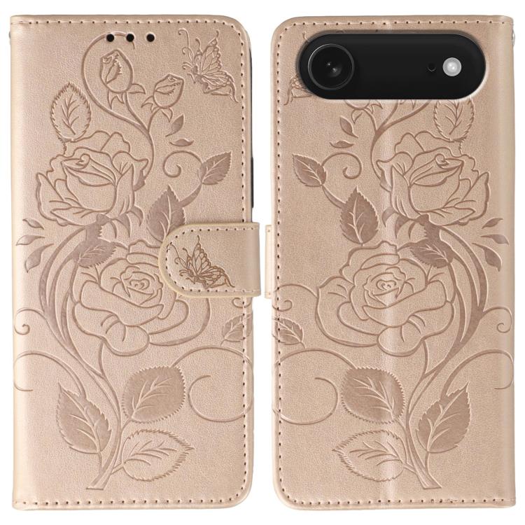 玫瑰蝴蝶壓紋皮革手機殼，適用於 iPhone 17e / 16e、iPhone 17 Pro Max、iPhone 17 Pro、iPhone 17、iPhone Air