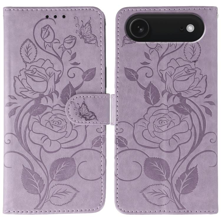 玫瑰蝴蝶壓紋皮革手機殼，適用於 iPhone 17e / 16e、iPhone 17 Pro Max、iPhone 17 Pro、iPhone 17、iPhone Air