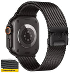 xDfind 傘扣細網米蘭不鏽鋼錶帶，適用於 Apple Watch 46mm / 49mm / 45mm / 44mm 細網，適用於 Apple Watch 42mm / 41mm / 40mm / 38mm 細網
