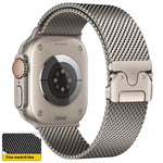 xDfind 傘扣細網米蘭不鏽鋼錶帶，適用於 Apple Watch 46mm / 49mm / 45mm / 44mm 細網，適用於 Apple Watch 42mm / 41mm / 40mm / 38mm 細網