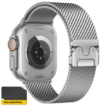 xDfind 傘扣細網米蘭不鏽鋼錶帶，適用於 Apple Watch 46mm / 49mm / 45mm / 44mm 細網，適用於 Apple Watch 42mm / 41mm / 40mm / 38mm 細網
