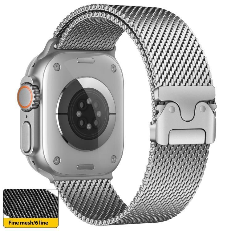 xDfind 傘扣細網米蘭不鏽鋼錶帶，適用於 Apple Watch 46mm / 49mm / 45mm / 44mm 細網，適用於 Apple Watch 42mm / 41mm / 40mm / 38mm 細網