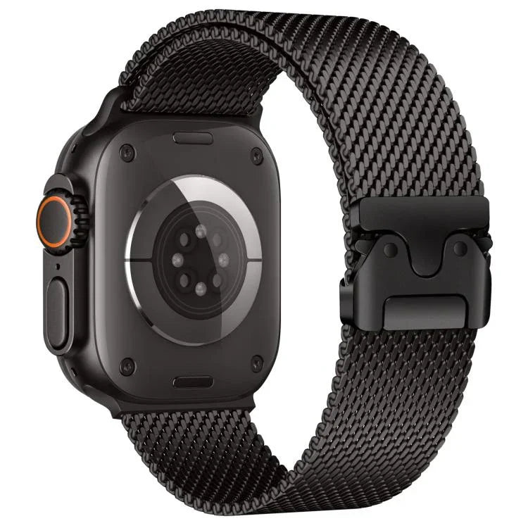 xDfind 傘扣細網米蘭不鏽鋼錶帶，適用於 Apple Watch 46mm / 49mm / 45mm / 44mm 細網，適用於 Apple Watch 42mm / 41mm / 40mm / 38mm 細網