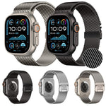 xDfind 傘扣細網米蘭不鏽鋼錶帶，適用於 Apple Watch 46mm / 49mm / 45mm / 44mm 細網，適用於 Apple Watch 42mm / 41mm / 40mm / 38mm 細網