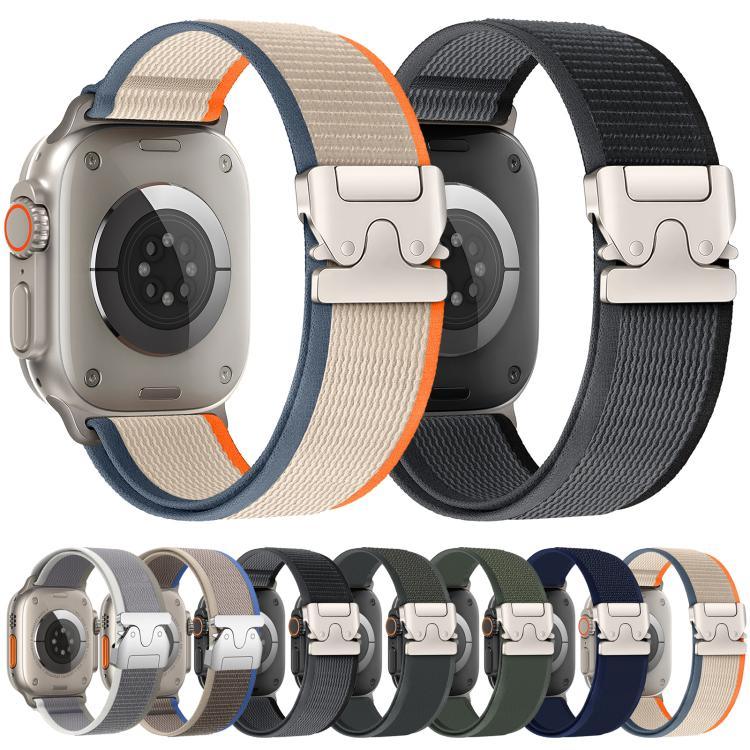 xDfind 鈦合金扣按鈕環尼龍錶帶，適用於 Apple Watch 46mm / 49mm / 45mm / 44mm，適用於 Apple Watch 42mm / 41mm / 40mm / 38mm
