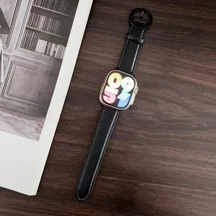 xDfind 圓扣皮革錶帶，適用於 Apple Watch 46mm / 49mm / 45mm / 44mm，適用於 Apple Watch 42mm / 41mm / 40mm / 38mm