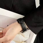 xDfind 圓扣皮革錶帶，適用於 Apple Watch 46mm / 49mm / 45mm / 44mm，適用於 Apple Watch 42mm / 41mm / 40mm / 38mm