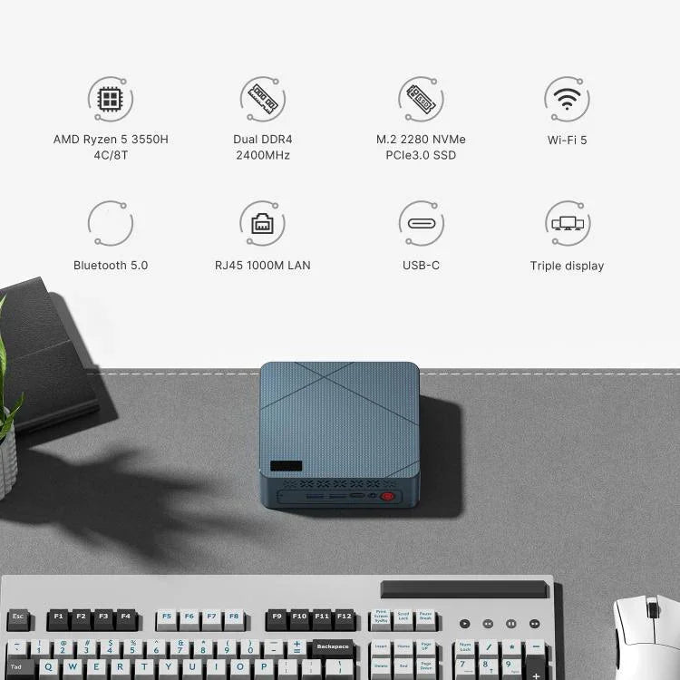GXMO GN7 Windows 11 迷你電腦，AMD Ryzen 5 3550H 四核心處理器，16GB+512GB