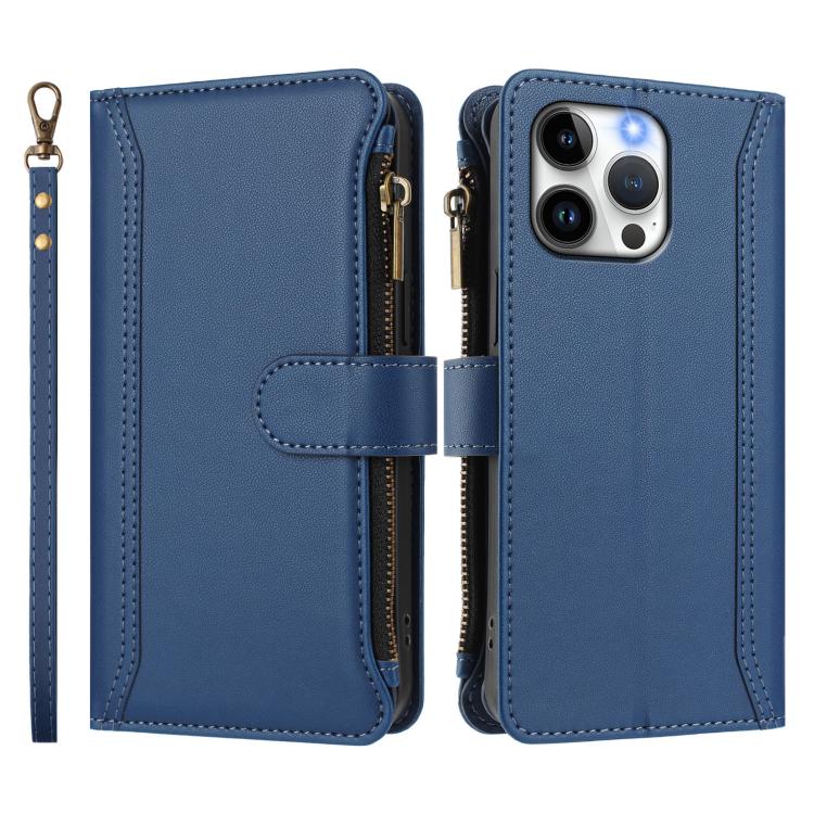 磁吸扣9卡槽拉鍊皮革手機殼附手腕帶，適用於iPhone 14 Pro Max、iPhone SE 2022 / 2020 / 8 / 7、iPhone 13 Pro Max、iPhone 13 Pro、iPhone 13 mini、iPhone 12 / 12 Pro、iPhone 12 Pro Max、iPhone 12 mini