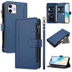 磁吸扣9卡槽拉鍊皮革手機殼附手腕帶，適用於iPhone 14 Pro Max、iPhone SE 2022 / 2020 / 8 / 7、iPhone 13 Pro Max、iPhone 13 Pro、iPhone 13 mini、iPhone 12 / 12 Pro、iPhone 12 Pro Max、iPhone 12 mini