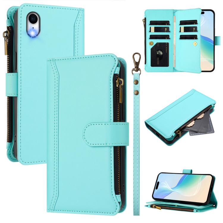 磁扣9卡位拉鍊皮革手機殼附手腕帶，適用於 iPhone 11 Pro Max、iPhone 11、iPhone 11 Pro、iPhone XS / X、iPhone XR、iPhone XS Max、iPhone 8 Plus / 7 Plus