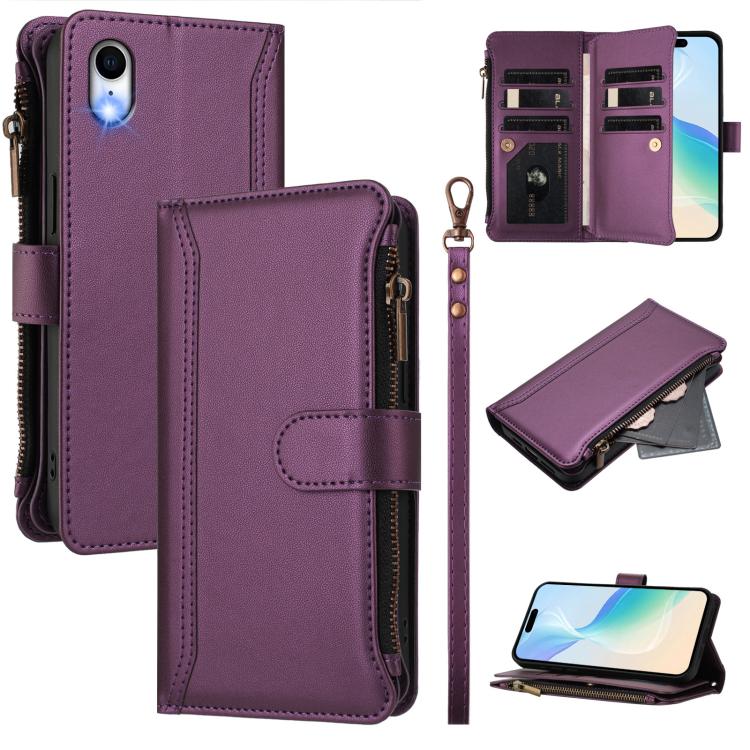 磁扣9卡位拉鍊皮革手機殼附手腕帶，適用於 iPhone 11 Pro Max、iPhone 11、iPhone 11 Pro、iPhone XS / X、iPhone XR、iPhone XS Max、iPhone 8 Plus / 7 Plus