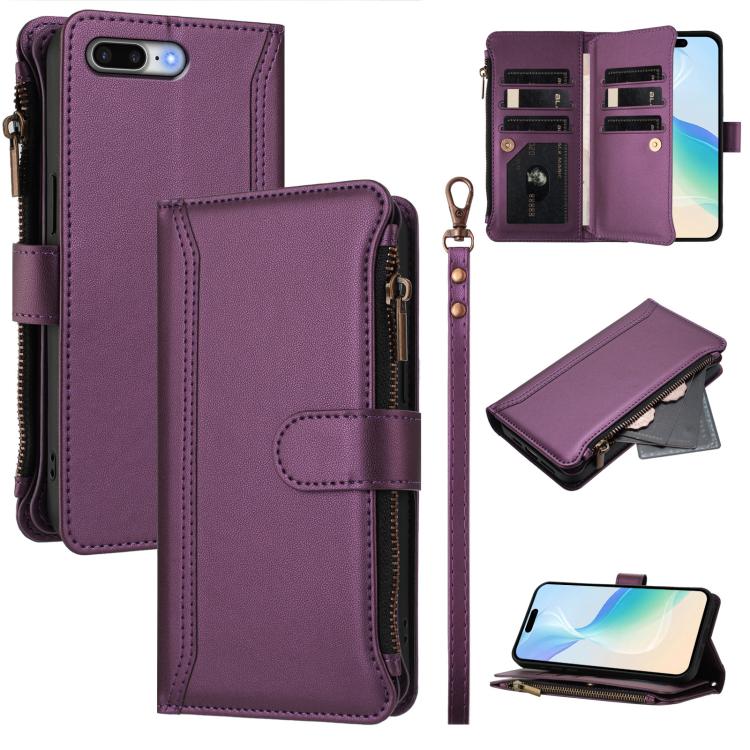 磁扣9卡位拉鍊皮革手機殼附手腕帶，適用於 iPhone 11 Pro Max、iPhone 11、iPhone 11 Pro、iPhone XS / X、iPhone XR、iPhone XS Max、iPhone 8 Plus / 7 Plus
