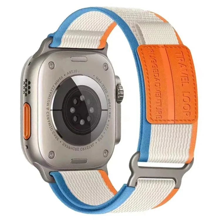 xDfind 雙節金屬扣環尼龍編織錶帶，適用於 Apple Watch 46mm / 49mm / 45mm / 44mm，適用於 Apple Watch 42mm / 41mm / 40mm / 38mm