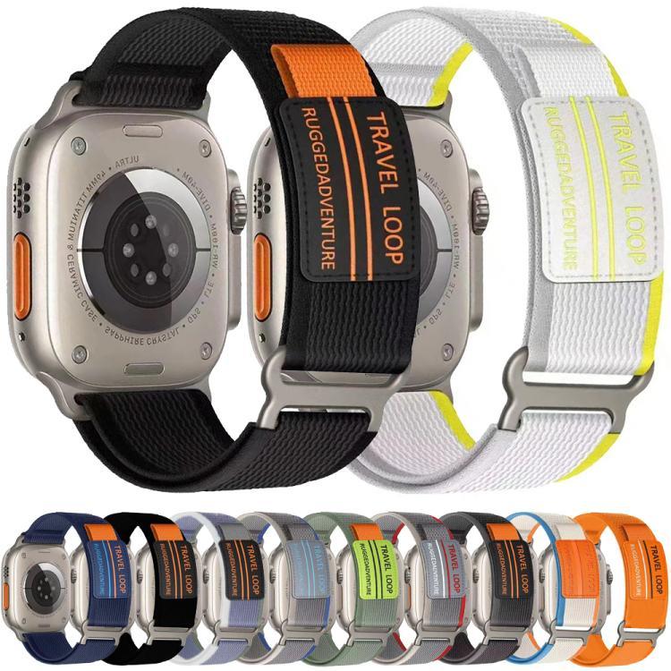 xDfind 雙節金屬扣環尼龍編織錶帶，適用於 Apple Watch 46mm / 49mm / 45mm / 44mm，適用於 Apple Watch 42mm / 41mm / 40mm / 38mm