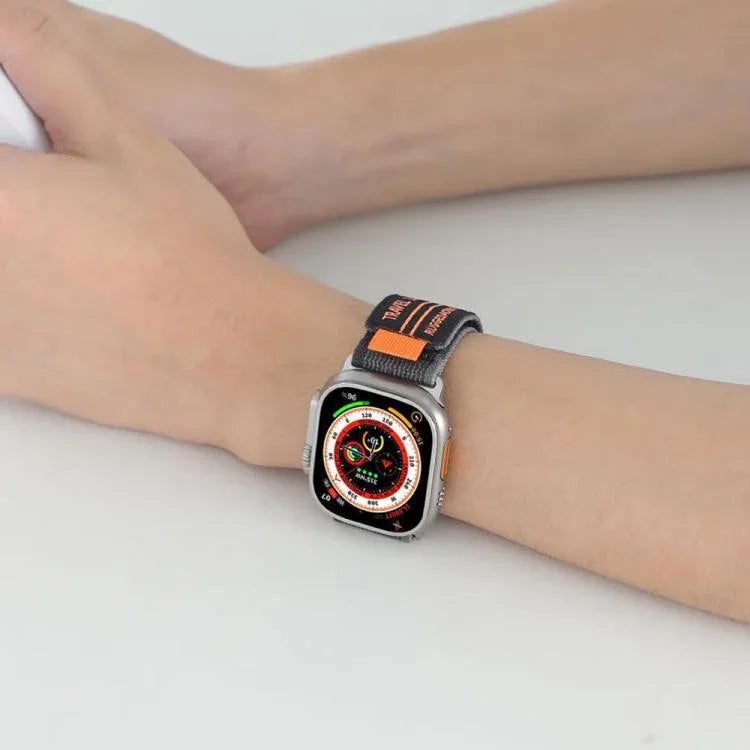 xDfind 雙節金屬扣環尼龍編織錶帶，適用於 Apple Watch 46mm / 49mm / 45mm / 44mm，適用於 Apple Watch 42mm / 41mm / 40mm / 38mm