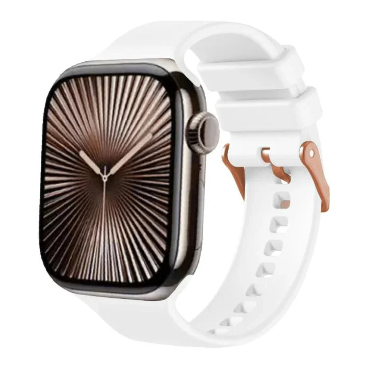 純色玫瑰金扣矽膠錶帶，適用於 Apple Watch 42mm / 41mm / 40mm / 38mm
