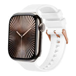 純色玫瑰金扣矽膠錶帶，適用於 Apple Watch 42mm / 41mm / 40mm / 38mm