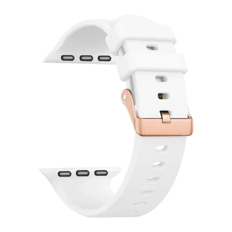 純色玫瑰金扣矽膠錶帶，適用於 Apple Watch 42mm / 41mm / 40mm / 38mm