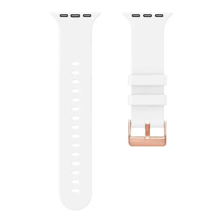 純色玫瑰金扣矽膠錶帶，適用於 Apple Watch 42mm / 41mm / 40mm / 38mm