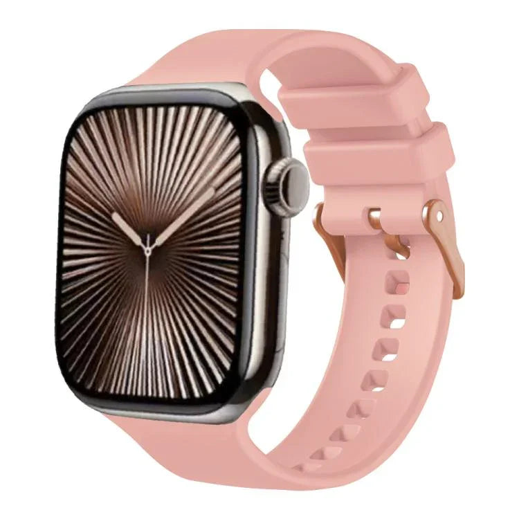 純色玫瑰金扣矽膠錶帶，適用於 Apple Watch 42mm / 41mm / 40mm / 38mm