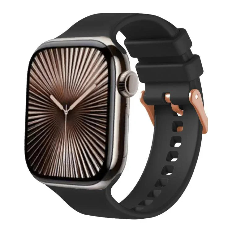 純色玫瑰金扣矽膠錶帶，適用於 Apple Watch 42mm / 41mm / 40mm / 38mm