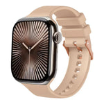 純色玫瑰金扣矽膠錶帶，適用於 Apple Watch 42mm / 41mm / 40mm / 38mm