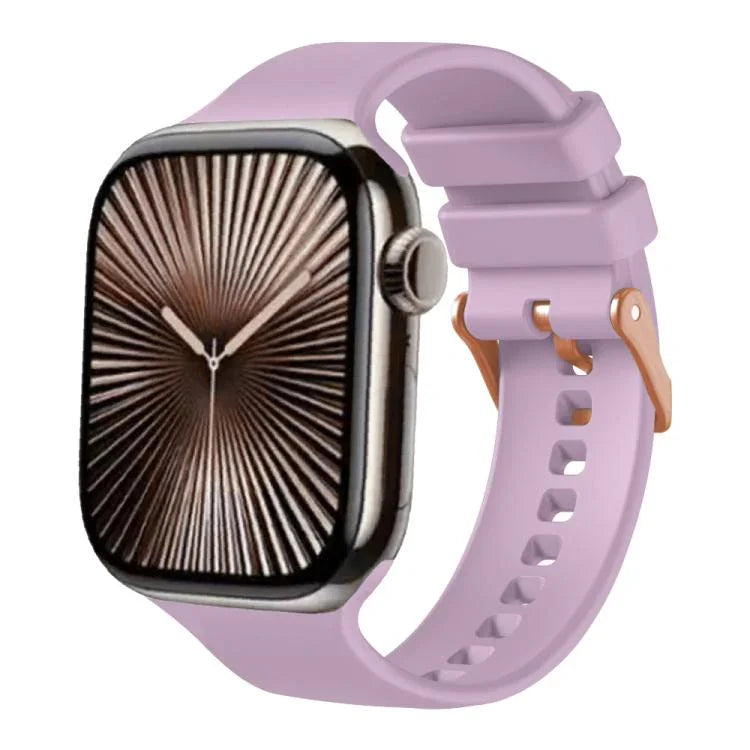 純色玫瑰金扣矽膠錶帶，適用於 Apple Watch 42mm / 41mm / 40mm / 38mm
