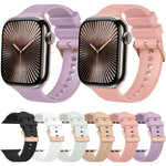 純色玫瑰金扣矽膠錶帶，適用於 Apple Watch 42mm / 41mm / 40mm / 38mm