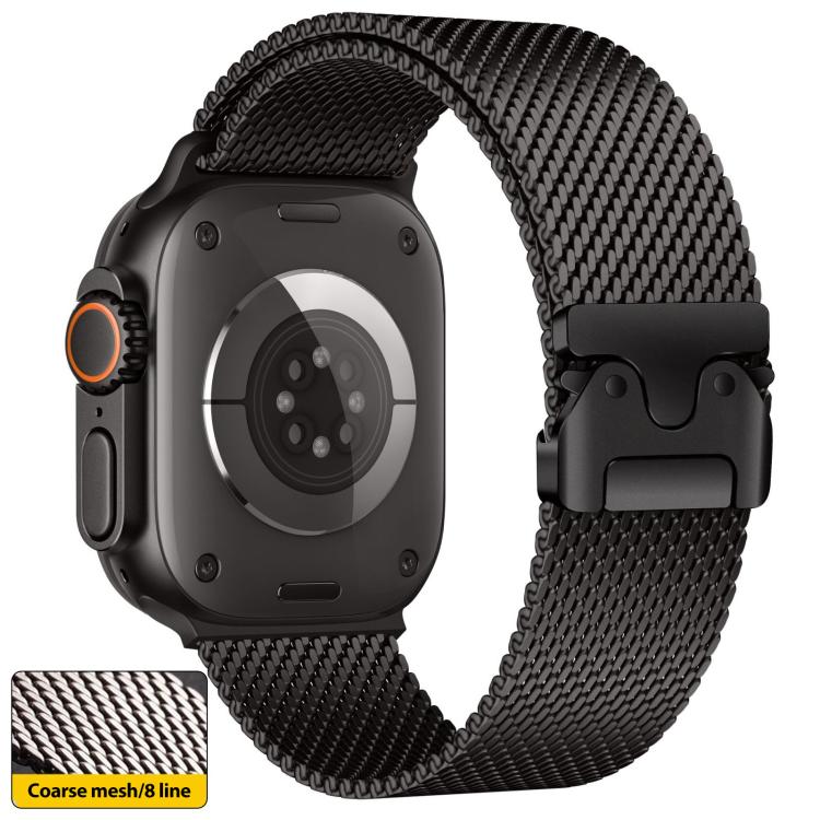 xDfind 傘扣細網米蘭不鏽鋼錶帶，適用於 Apple Watch 46mm / 49mm / 45mm / 44mm 細網款