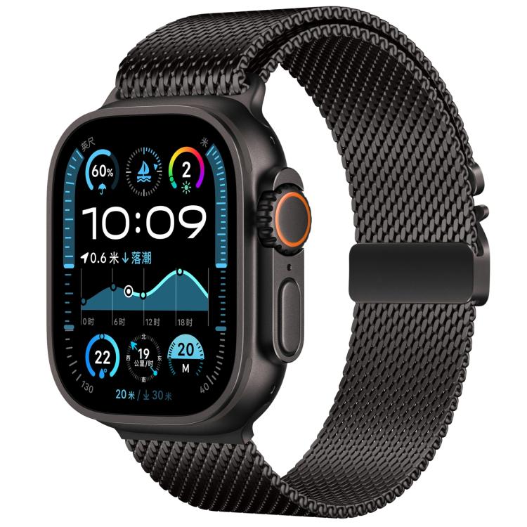 xDfind 傘扣細網米蘭不鏽鋼錶帶，適用於 Apple Watch 46mm / 49mm / 45mm / 44mm 細網款