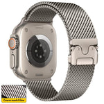 xDfind 傘扣細網米蘭不鏽鋼錶帶，適用於 Apple Watch 46mm / 49mm / 45mm / 44mm 細網款