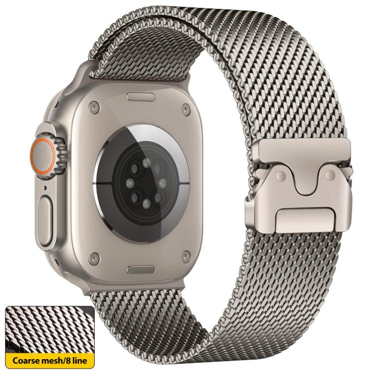 xDfind 傘扣細網米蘭不鏽鋼錶帶，適用於 Apple Watch 46mm / 49mm / 45mm / 44mm 細網款