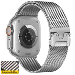 xDfind 傘扣細網米蘭不鏽鋼錶帶，適用於 Apple Watch 46mm / 49mm / 45mm / 44mm 細網款