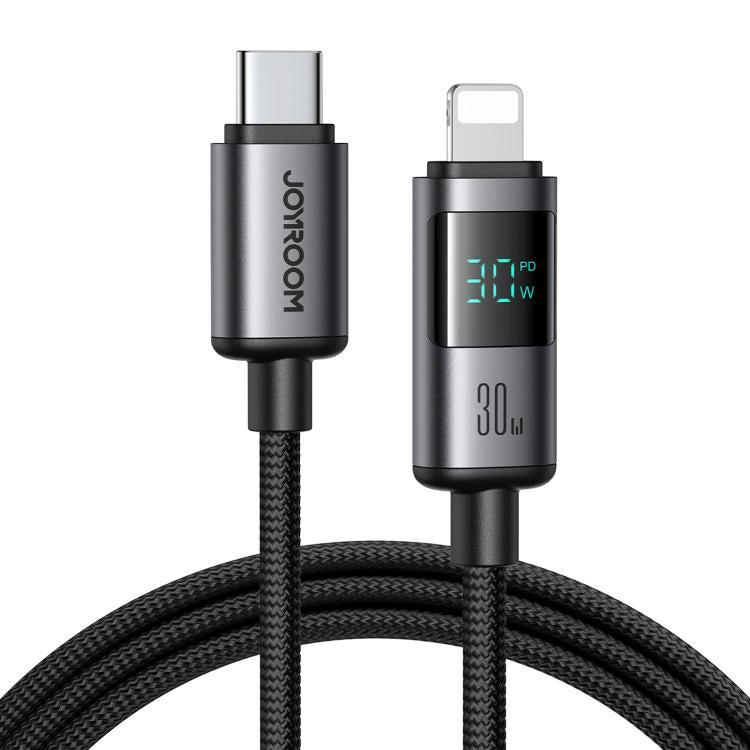 JOYROOM S-A16 Pro Prism 系列 30W 數字顯示 Type-C 轉 8 Pin 快充數據線，長度：1.2m，Type-C 轉 8 Pin