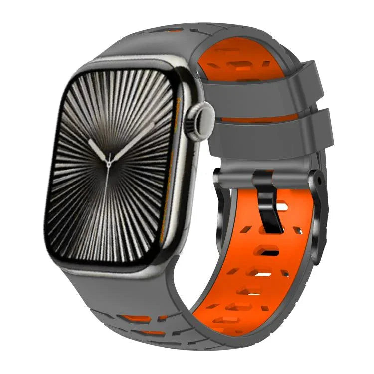 梯形雙色矽膠錶帶，適用於 Apple Watch 46mm / 49mm / 45mm / 44mm